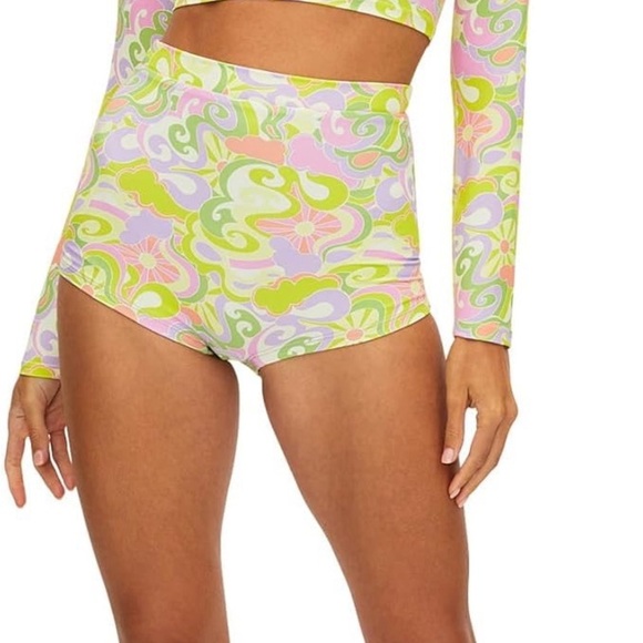 New! SET Beach Riot Leah Crop Felicia Boyshort Psychedelic Sunshine 31123 - Picture 7 of 14